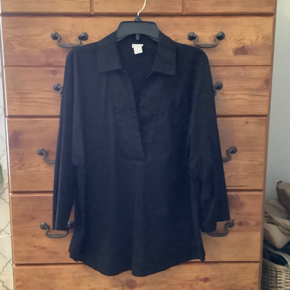 Chico’s Size 3 Black Popover Blouse
